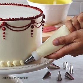Cakeware 12 Piece Cake Decorating Set Frosting Icing Piping Bag Tips with steel nozzles.