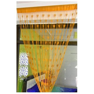 Adhvik (Set Of 2 Pcs) Polyester (213 CM Size) Sweet Beautiful Orange Color) Love Heart Shape Net Curtains/Dil Parda