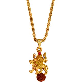                      Sullery Hindu Lord Durga Kali Shakthi Shakti Locket With Brass Rope Pendant Necklace Chain                                              