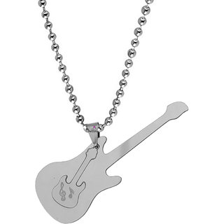                       Sullery  Music Note Doubble Guitar Stainless Steel Rock Music Star Lover Gift Pendant Necklace                                              