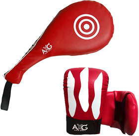 AXG New Goal Taekwondo Equipment Kit (Focus Pad With Gloves Finger Out) For MMA Kick Boxing Other Martial Arts (Medium)