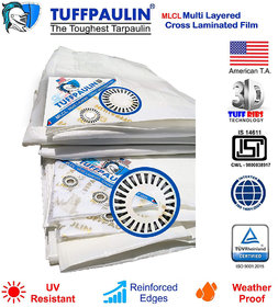 TUFFPAULIN 120 GSM Waterproof UV Treated 100 Virgin Quality IS146112016 Approved Tarpaulin (Milky White, 12x9 ft)