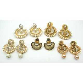 Five Pearl Polki earrings set combo offer Five Pearl Polki earrings set combo offer