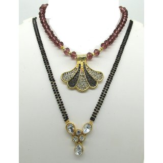                       Fancy necklce with fancy pendant mangalsutra combo set                                              