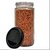 Spillbox Glass dried masala, Spice, Honey Storage Jar with Air Tight Lid for Kitchen-200G-BLACK-PACK OF 6