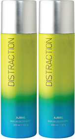 Ajmal 2 Distraction Deodorant Spray - For Men & Women (400 Ml, Pack Of 2) +3 Testers Deodorant Spray  -  For Men & Women (400 Ml, Pack Of 2)