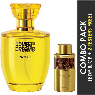                       Ajmal Bombay Dreams Edp Floral Fruity Perfume 100Ml For Women And Aurum Concentrated Perfume Oil Fruity Floral Alcohol- Attar 10Ml For Women + 2 Parfum Testers (2 Items In The Set)                                              