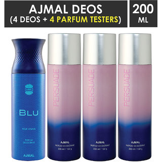 Ajmal 1 Blu Homme And 3 Persuade Deodorants Each 200Ml Pack Of 4. (4 Items In The Set)