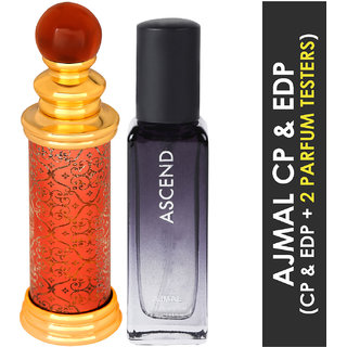                       Ajmal Classic Oud Cp 10Ml & Ascend  Edp 20Ml For Men & Women Pack Of 2 (Total 30Ml) + 2 Parfum Testers                                              
