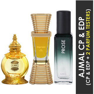 Ajmal Mukhallat Al Wafa Cp 12Ml And Impress Cp 10Ml & Prose Edp 20Ml Pack Of 3 (Total 42Ml) For Men & Women + 2 Parfum Testers