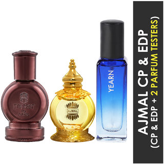 Ajmal Tempest And Mukhallat Al Wafa Each Of 12Ml Cp & Yearn  Edp 20Ml Pack Of 3 (Total 44Ml) For Men & Women + 2 Parfum Testers