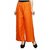 CLOTHINKHUB Orange Cotton Lycra Solid Palazzo for Girls