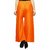 CLOTHINKHUB Orange Cotton Lycra Solid Palazzo for Girls
