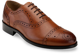 Hats Off Accessories Genuine Leather Tan Oxford Brogues Shoes