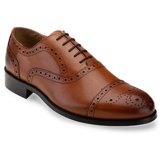 Hats Off Accessories Genuine Leather Tan Oxford Brogues Shoes