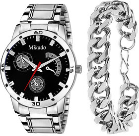 Mikado Men's Fashion Analog Watch With Stainless Steel Chain For Men's And Boys