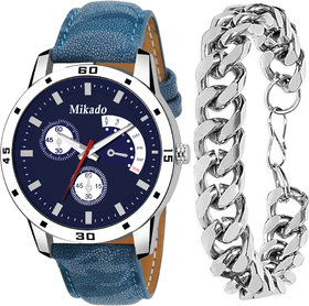 Mikado Stylish Dude Chain Style Watch And Bracelet For Men's And Boys