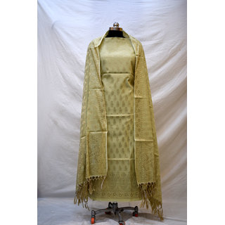                       Banarasi Weaving Suit Resham Work Light Pista                                              