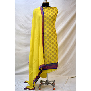Banarasi Viscose Chiffon Suit Unstitched Yellow
