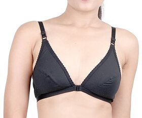 Skin N Soul Women's Cotton Non Padded Non Wired Front Open Low Neck V Shape Bra - 2 pcs