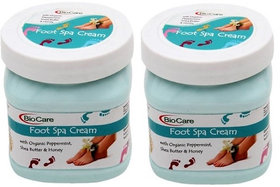 GemBlue Biocare Foot Spa Cream with Organic Peppermint, Shea Butter  Honey - 500ml Pack of 2