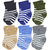 Neska Moda Baby Boys And Girls 6 Pair Striped Ankle Socks For 0 To 6 Months (Green,Blue,Black,Brown,Grey)