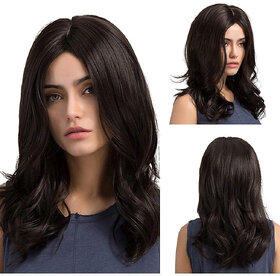 WONDER CHOICE Full Head Natural Black Synthetic Hair Wigs For Women Girls Party Wear Straight and Curly/Wavy Wig