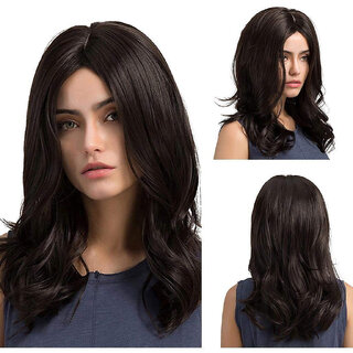 WONDER CHOICE Full Head Natural Black Synthetic Hair Wigs For Women Girls Party Wear Straight and Curly/Wavy Wig