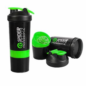 ANGAD Spider Protein Shaker Bottle 500ml with 2 Storage Extra Compartment for Gym
