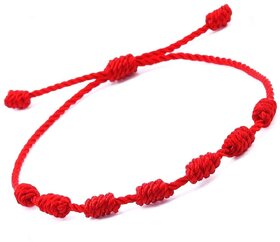 Yuvi Shoppe Lucky 7 Knot Red Thread Anklet For Women And Men Nazar Suraksha