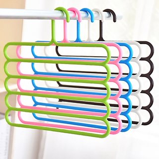                       sell net retail Wardrobe Cloth Hangers  5 Layer Space Saving Hangers, Pack of 5 (Multi-Color)                                              