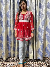 Lucknowi chikan short frock