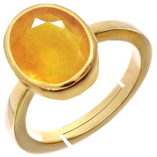                       RS Jewellers Certified yellow sapphire 5.25 Carat Panchdhatu Gold Plating Astrological Ring for Men  Women                                              