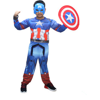                       Kaku Fancy Dresses Superhero Costumes for Kids  Super Hero Fancy Dress for Kids - 3-4 Years, Blue, for Boys                                              