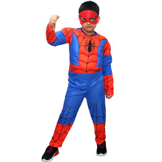                       Kaku Fancy Dresses Superhero Costumes for Kids  Super Hero Fancy Dress for Kids - 3-4 Years, Red  Blue, for Boys                                              