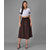 Elizy Women White Plain Black Stripe Cross Neck Top And Brown Skirts Combo