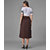 Elizy Women White Plain Black Stripe Cross Neck Top And Brown Skirts Combo