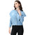 BuyNewTrend Light Blue Poncho Style Denim Jacket For Women
