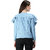 BuyNewTrend Light Blue Poncho Style Denim Jacket For Women