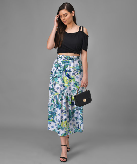 Buy Blue Printed Skirt Online  Aarke India Store View