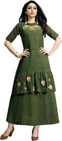 Chitra fashion studio women one piece Dress Bottle Green