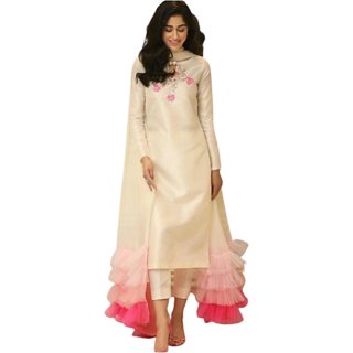                       Chitra fashion studio Women paint suit with Duptta peach                                              