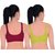 Empisto Branded Women's Parrot Green and Maroon Colour Tennis Sports Bra (pack of 2)