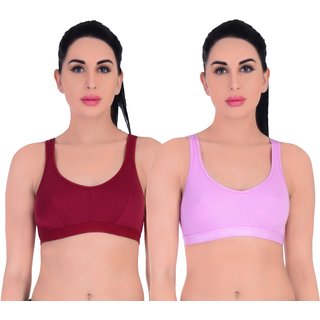 Buy Empisto Branded Women's BabyPink and Maroon Colour Tennis Sports Bra  (pack of 2) Online - Get 81% Off