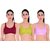 Empisto Branded Women's Parrot Green, BabyPink and Maroon Colour Tennis Sports Bra (Pack of 3)