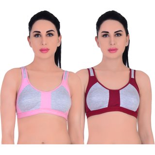                       Empisto Branded Women's BabyPink and Maroon Colour Yoga or Sports Bra (pack of 2)                                              