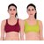 Empisto Branded Women's Parrot Green and Maroon Colour Tennis Sports Bra (pack of 2)