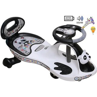                       OH BABY'' BABY PANDA MAGIC CAR WITH BLACK AND WHITE RIDE ON CAR WITH LIGHT AND MUSIC WITH BACK SUPPORT 80 KG WEIGHT CAPA                                              