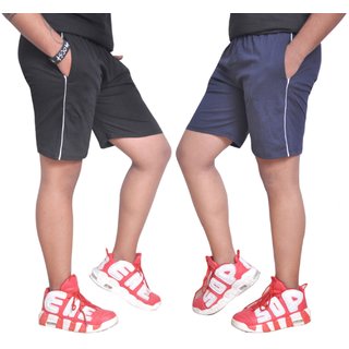NSZO Solid Black -BLUE Shorts for Men Pack of 2