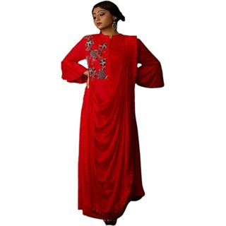 Chitra fashion studio Women one piece Dress pure Red